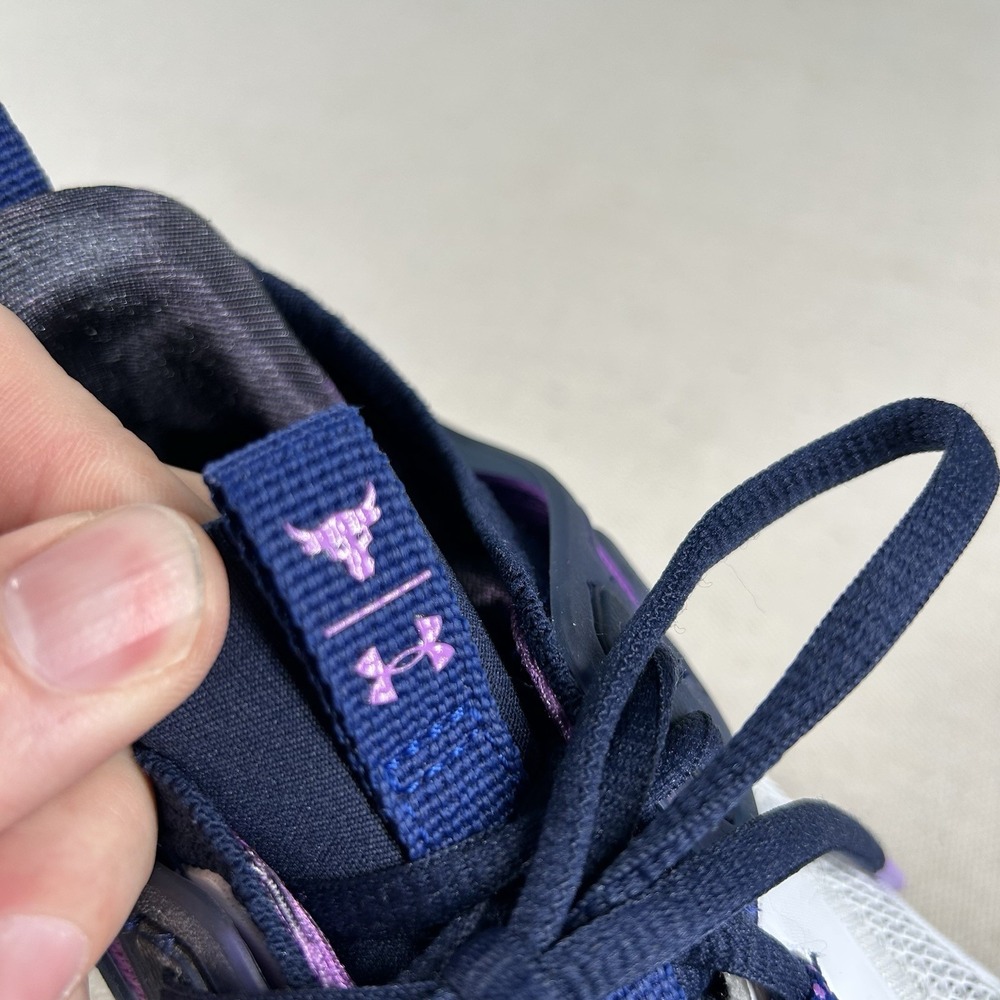 Size 9 - Under Armour Project Rock 5 Disrupt White Midnight Navy W - Picture 8 of 10